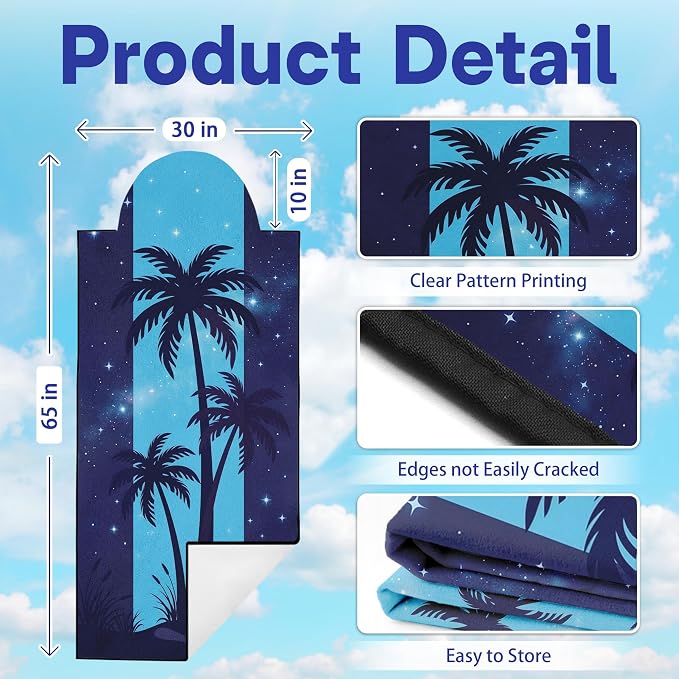 2 Pack Car Seat Towel Covers for Gym, Front Seats, Night Palm Tree | Tree Sweat Protector for Front Seats Premium Thickened with Elastic Strap Breathable & Quick Dry Machine Washable Running - Image 2