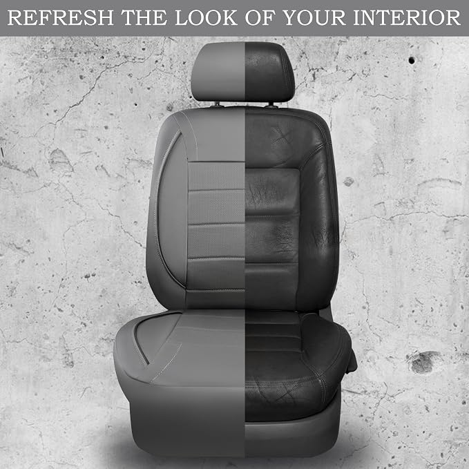 CAR PASS Piping Faux Leather Car Seat Cover Full Set,Grey Breathable Leather Seat Covers for Cars, Airbag Compatible,Universal Fit for SUVs,Van,Sedans,Small Trucks (Full Set, All Gray) - Image 6