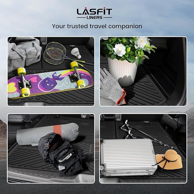 LASFIT All Weather Cargo Mats for Honda Pilot 2016-2022 | Full Surround TPE Mats, Tall Walls, 3D Custom Fit, Non-Slip, Easy Clean, Tool-Free Install, Vehicle-Specific Accessories - Image 8
