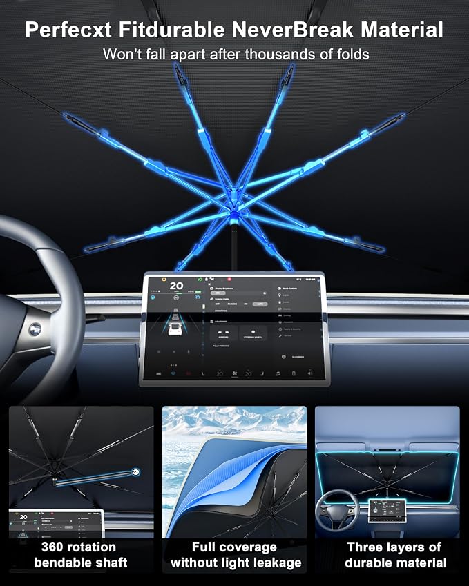 helloleiboo Custom Fit Toyota RAV4 Windshield Sun Shade Umbrella - Image 3