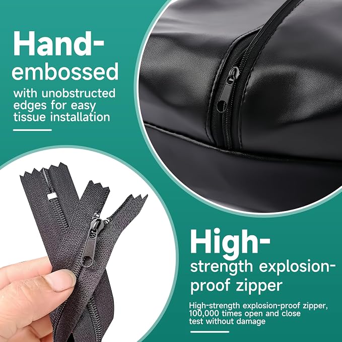 Car Tissue Box Holder, PU Leather car Napkin Organizer with Pockets | Fits Full Tissue Box, Secure Easy Install, Dual Mesh Storage Pockets, Great Gift for Drivers - Image 6