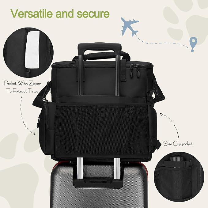 LARIPOP Dog Travel Bag Airline Friendly for Small Medium Large Dogs, Pet Travel Organizer with Collapsible Bowls Food Containers Mat, Waterproof Portable Tote for Dog Outdoor Travel - Image 5