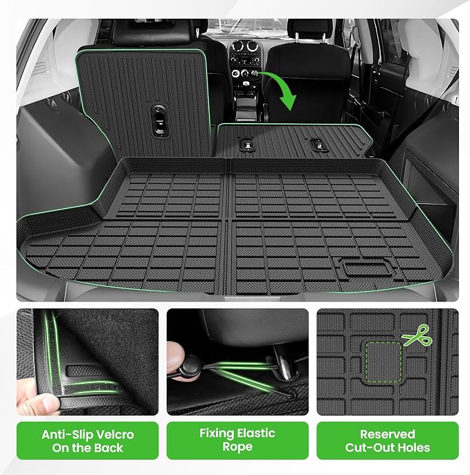 Cargo Liner for Jeep Compass/Patriot 2007-2016 & 2007-2012 Dodge Caliber, All Weather Cargo Mats for Compass Accessories, Heavy Duty TPE Trunk Mat, Car Accessories - Image 3