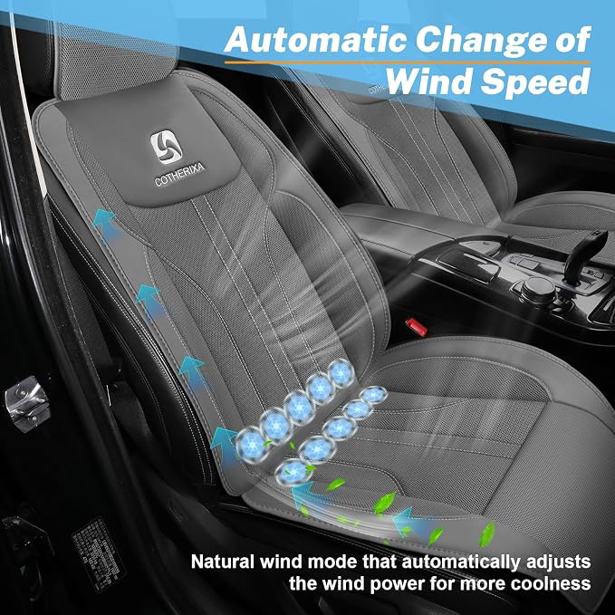 Cooling Car Seat Cushion Front Seat,12V&24V Cooling Seat Cover for Car with 10 Fans,Cooled Seat Cover for Car SUV Truck Universal Fit (Grey) - Image 6