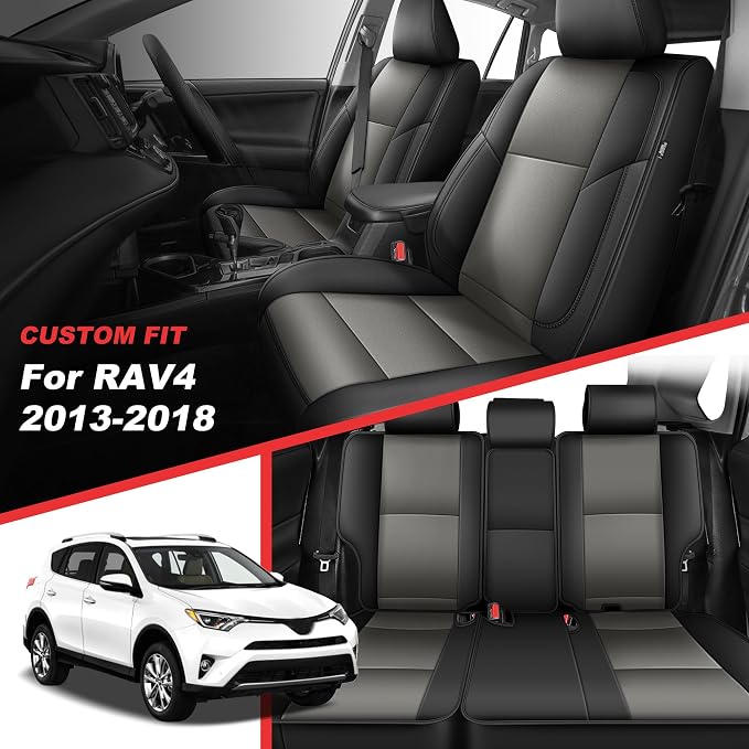 TTX LIGHTING Custom Fit for Toyota RAV4 Seat Covers 2013-2018 5-Seats | Original Seat Pattern | Full Coverage | Easy Install | Waterproof | Faux Leather | Shield Your Car Seats | All Season - Image 2