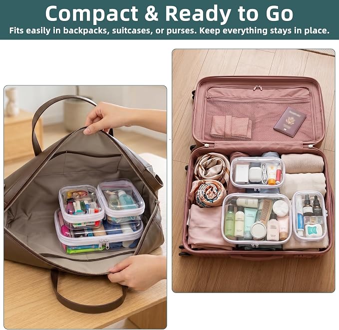 Clear Hard Shell Zipper Cases(3 Packs), Plastic Hard Sided Zippers Pouches Clear Hardshell Pencil Case For Storage, Diaper Bag Organizer Bliss Bins 2*Small/1*Medium - Image 5