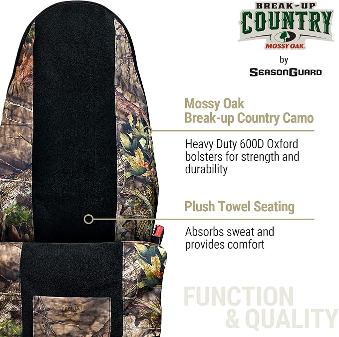 Season Guard Mossy Oak Camo Car Seat Cover Towel Protector; Great for After Gym Workouts, Dogs, Kids, and Outdoor Activities; Universal Fit for Cars SUVs MiniVans Trucks, EZ fit, Non Slip Grip, 1pc - Image 2