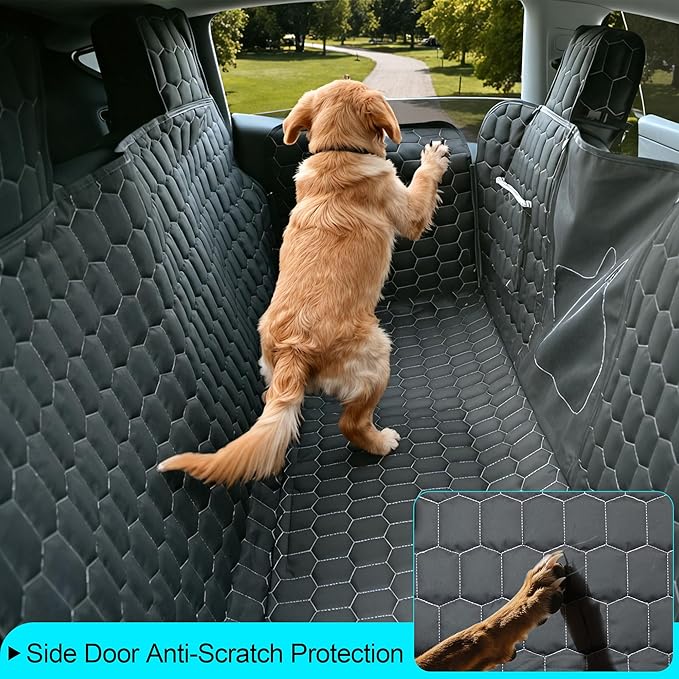 Meginc Dog Seat Covers for Back Seat, Dog Car Seat for Tesla Model 3, 100% Waterproof Pet Seat Cover Protects from Scratches, Scuffs, Hammock for Tesla with Mesh Window & Headrest Protection - Image 6
