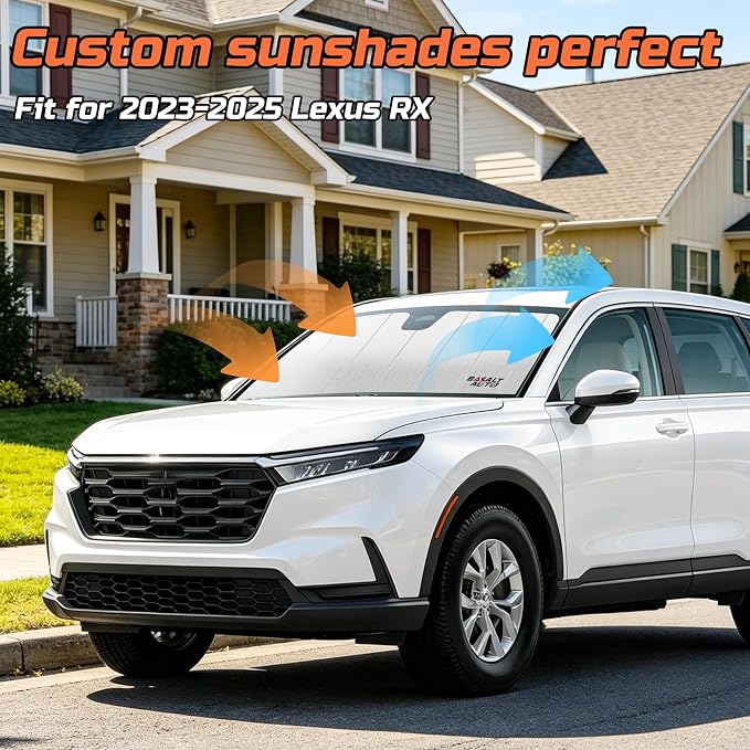 2023-2026 RX Windshield Sun Shade Compatible with 2023-2026 Lexus RX350 / RX350h / RX450h+ / RX500h Silver Reflective Foldable Front Sun Visor Sunshade Protector with Storage Bag Keep Interior Cool - Image 2