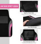 CAR PASS Leather Sporty Car Floor Mats Carpet, Universal Waterproof Automotive Floor Mat Fit for Sedans, Cars, Mid Trucks, Vans, SUV, Set of 4 (Black and Pink) - Image 3