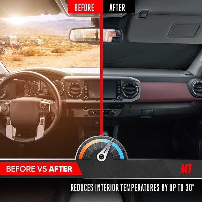 Motor Trend Custom Fit Toyota Tacoma Sun Shade for 2016-2023 2024 2025 & 2026 Toyota Tacoma Accessories Front Car Window Shades Sun Visor Cover - Windshield Sunshade for Automotive Interior Protection - Image 5