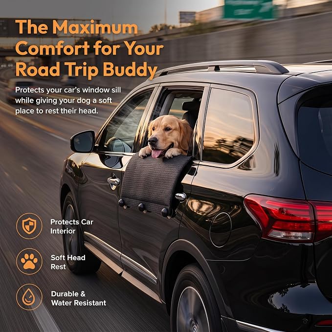 Dog Car Window Sill Protector Pad, Secure Fit Chin Rest for Dogs | 4-layer cushioned dog window pad helps absorb bumps, stays secure on highway rides, and doubles as a small-dog car mat - Image 3
