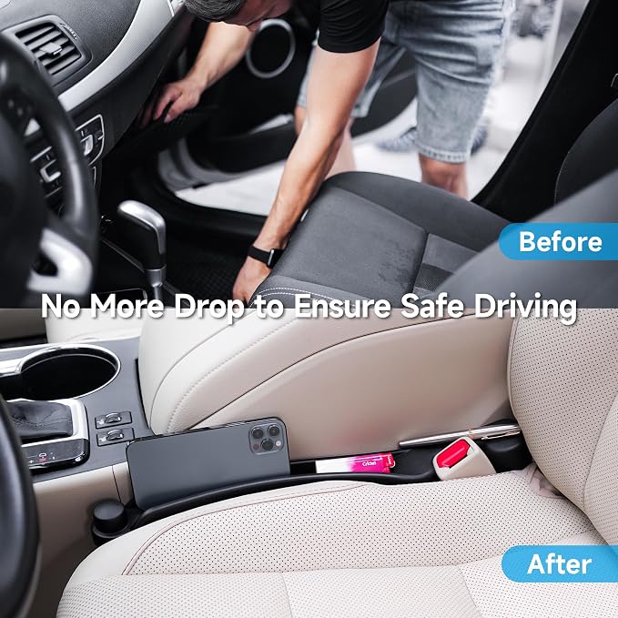 Givifive Car Seat Gap Filler Organizer 2Pack Soft Foam 3IN1 Multifunctional | Seat Side Gap Filler Strip with Storage Slot & Hook Accessory Universal Fit Car SUV Truck Fill The Gap Between Seat & Console - Image 2