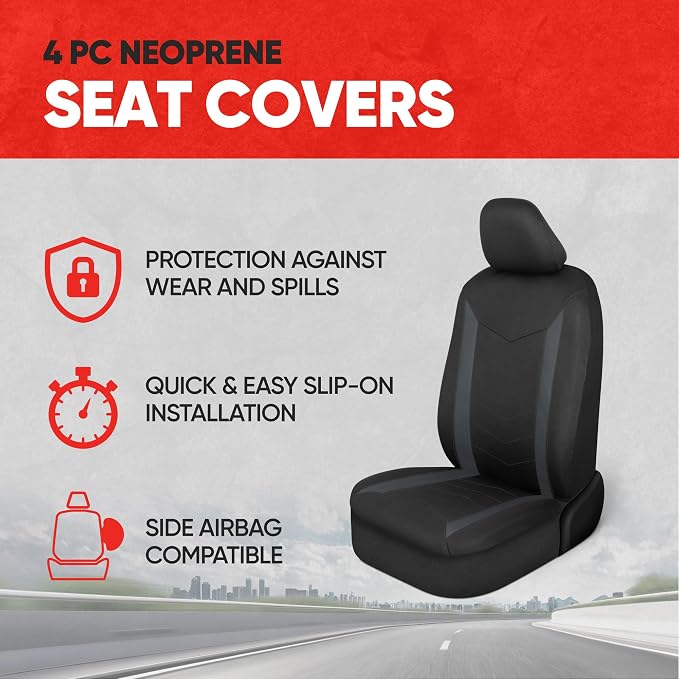 Motor Trend SpillGuard 2 Charcoal Gray Seat Covers for Cars & Seat Covers for Trucks - Neoprene Waterproof Car Seat Covers Front Seats Only - SUV Seat Covers Protector - Forros para Asientos de Carro - Image 2