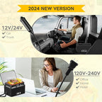 Portable Oven, 12V 24V 110V-240V Car Food Warmer Portable Personal Mini Oven Electric Heated Lunch Box for Meals Reheating & Raw Food Cooking for Road Trip/Camping/Picnic/Family Gathering(Gray) - Image 3