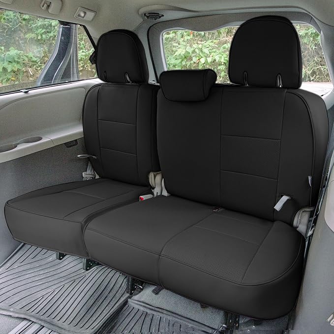 FH Group Custom Fit Car Seat Covers Specifically Made for 2011-2020 Toyota Sienna 7 Passenger, Car Seat Cover 3rd Row, Automotive Seat Covers in Black Faux Leather, Waterproof and Washable Seat Covers - Image 3