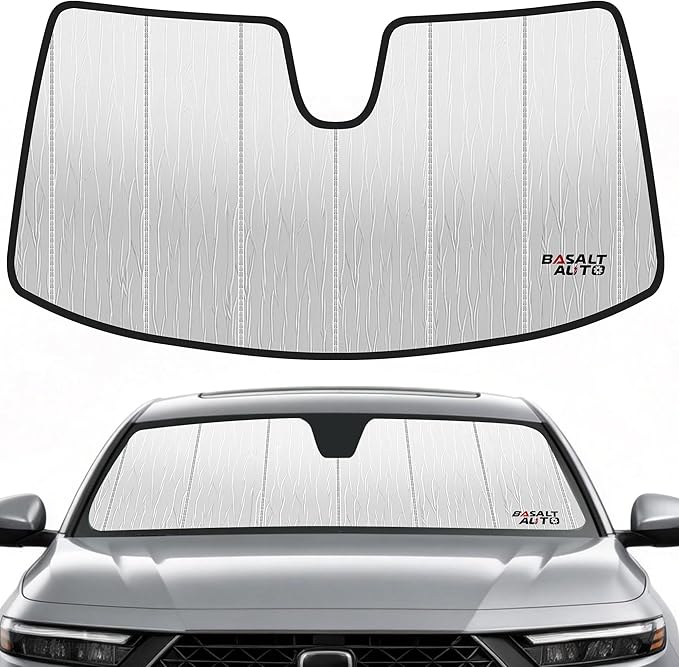 2023-2026 Accord Windshield Sun Shade Compatible for 2023-2026 Honda Accord Silver Reflective Foldable Front Sun Visor Sunshade Protector with Storage Bag Keep Interior Cool by BasaltAuto