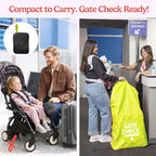 J.L. Childress Gate Check Bag for Single & Double Strollers, Neon Yellow | AirTag compatible Gate Check Bag keeps strollers clean, protected & easy to identify when airport gate checking - Image 7