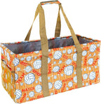 Extra Large Utility Tote Bag - Oversized Collapsible Reusable Wire Frame Rectangular Canvas Basket With Two Exterior Pockets For Beach, Pool, Laundry, Car Trunk, Storage - Volleyball by Lucazzi