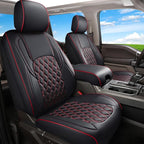 Huidasource Custom Fit Ford F150 Seat Covers Waterproof Fit for 2015-2026 F150 SuperCrew & 2017-2026 F250 F350 F450 Super Duty Crew Cab Pickup XL XLT Lariat King Ranch Platinum(Front Pair/Black&Red) by Huidasource