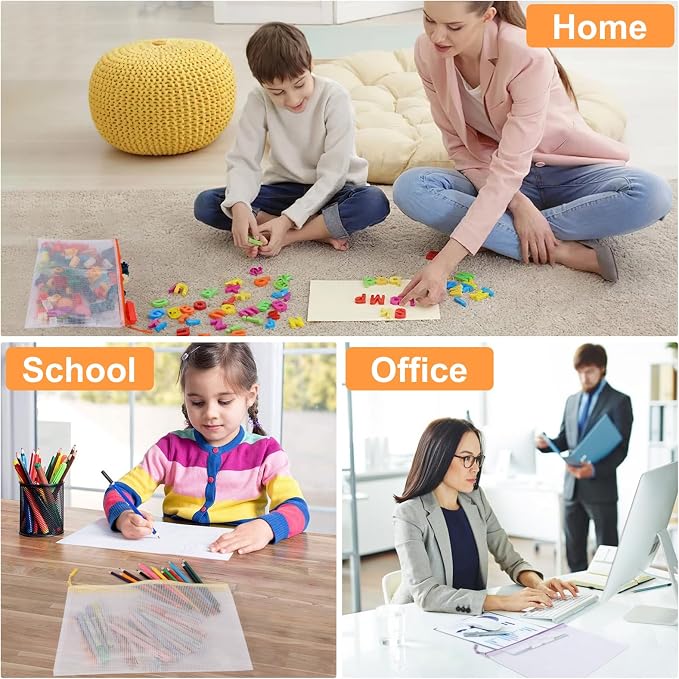YOPCDJ 20PCS Mesh Zipper Pouch Bags,File Bags,Toy Storage Bags,Clear Organizer Bags,Suitable for Board Game,Home,School,and Office Organization(10A3+10A4) - Image 5