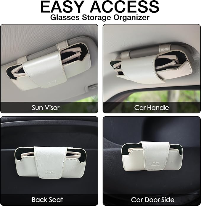 Sunglass Holder for Car Visor, Car Sunglasses Holder Leather, Eyeglasses Holder Glasses Storage Case Visor Accessories - Image 5