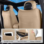 Huidasource Upgrade Grand Cherokee Seat Covers, Full Coverage Waterproof Leather Car Seat Covers, Custom Seat Cushion Protector Fit for Jeep Grand Cherokee 2011-2021 (Full Set/Beige) - Image 3