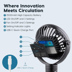 IRIS USA WOOZOO Cordless Portable Clip On Fan, USB-C Rechargeable, Blue | LED Light, Mosquito Repellent Tray, 360° Tilt, 3 Speeds, Pet Stroller Car Fan, Camping Golfing Outdoor Use - Image 3