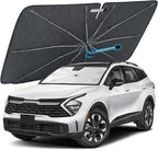 [2026 Upgraded] Windshield Sun Shade Umbrella(Large-57 L x 32" W) | Front Window Sunshade with Thermo Shield Fabric, Foldable Car Sun Visor for Heat Reduction and Interior Protection by Visufy