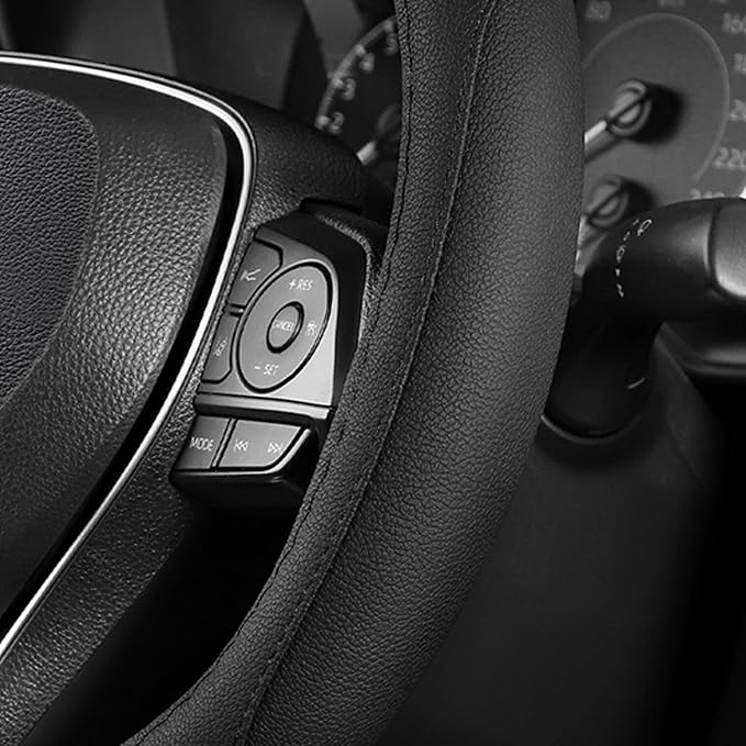 SEG Direct Black Microfiber Leather Auto Car Steering Wheel Cover 15 inch | Universal Medium Standard Size 14.5"-15" (37-39cm) for Car Truck SUV, Anti-Slip Comfortable Grip Auto Interior Accessories - Image 7