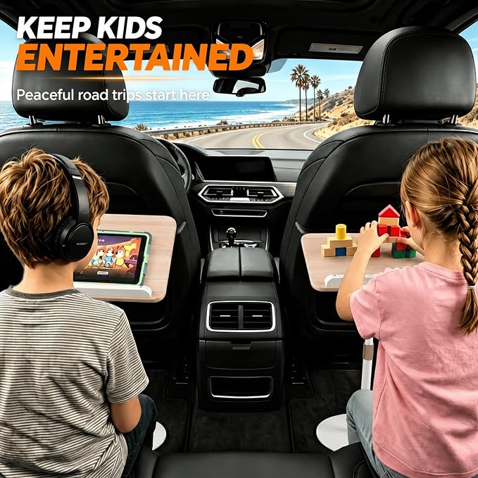 Adjustable Car Desk for Laptop, Portable SUV Workstation with Solid Wood Tabletop, 360° Swivel & Tilt Rotation, Height Adjustable Laptop Stand for Vehicle, Reading, Writing and Travel - Image 9