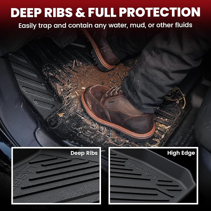 LASFIT Floor Mats for Ford Fusion 2013-2016, Not for Hybrid | with Cargo Mats, All Weather TPE 3D Custom Fit Car Mats, Full Coverage Secure-Fit Floor Liners, Easy to Wash - Image 3
