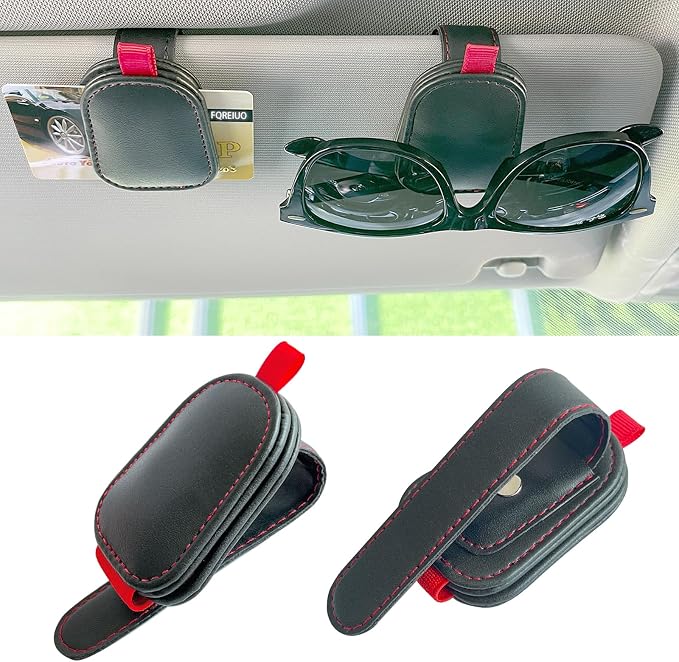 2 Pack Sunglasses Holder for Car Visor, Magnetic Leather Eyeglass Clip, Applicable to Most Eyeglasses,Ticket，Notes and Non-Magnetic Cards, etc. (Black) - Image 7