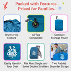 J.L. Childress Gate Check Travel Bag for Single & Double Strollers DLX Blue | AirTag compatible Gate Check Bag with shoulder straps keeps strollers protected & identifiable when airport gate checking - Image 6