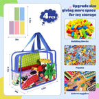 4 Pcs Toy Storage Bags, Clear PVC Toy Organizer with Zipper, Waterproof Travel Bags with Labels for Building Blocks, Puzzle, Kids Books (multicolor2) - Image 2