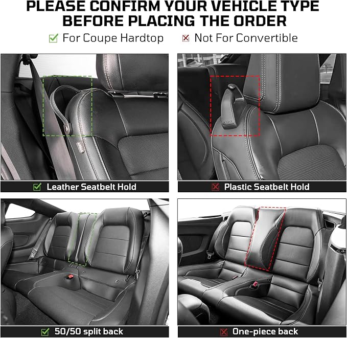 Custom Leather Car Seat Covers for Ford Mustang 2015-2023 Coupe,Gray/Black | Full Coverage Waterproof Car Seat Protector,Front & Rear Full Set,Split Backrest Compatible,Wear-Resistant,Airbag Compatible - Image 7