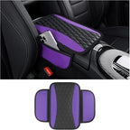Leather Car Center Console Cover with Side Pockets,Stylish Car Decorations Interior Armrest Cover for Car Seat Organizer,Universal Center Console Protector Fit Car SUV Truck (Purple) by SSNNUU