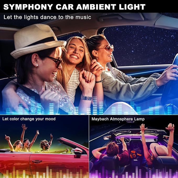 Acrylic Interior Car LED Strip Light with Wireless APP, 10 in 1 with 175 inches 593 LEDs Neon LED Strip Light, RGB Colors Dynamic Music Sync Car Ambient Lighting Kits - Image 7