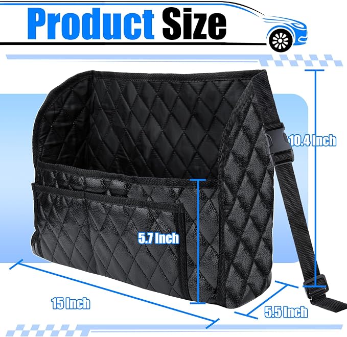 BFXM Car Purse Holder Between Seats, Leather Front Seat Car Organizer | Large Capacity Car Net Pocket Handbag Holder, Backseat Barrier Storage Bag Fits for Car, Truck, SUV, Purse Holder for Car - Image 2