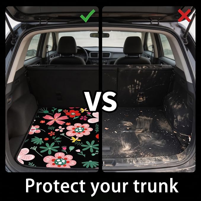 Universal Car Trunk Mat 29" x 39",Multicolor Floral,Butterfly Etc,Anti-Slip Easy to Clean, Trunk Protective Mat, Sporty Vehicle Interior Accessories Suitable for Most Car Models. - Image 5