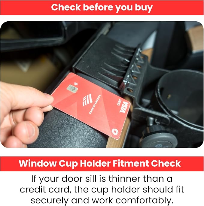 Car Door Cup Holder – Universal Window Cup-Holder with Phone Storage, Felt Protection Pad, No Rattle Fit for Large and Small Cups, Fits Any Car or Truck &18-2023 Tesla Model 3 Y Cup Holder - Image 2