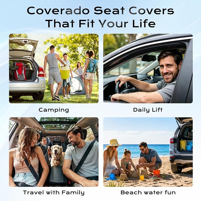 Coverado Car Seat Covers Full Set, 5 Seats Car Seat Protector, Universal Breathable Car Seat Covers Front Seats Back Seats, Car Seat Cushion Fit for Most Vehicles Brown - Image 7