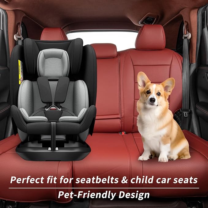 Custom Seat Covers for 2012-2014 Honda CR-V,Premium Faux Leather Car Seat Cover Set,Full Set Waterproof SUV Seat Protector,Armrest Covers Included (Wine Red) - Image 2