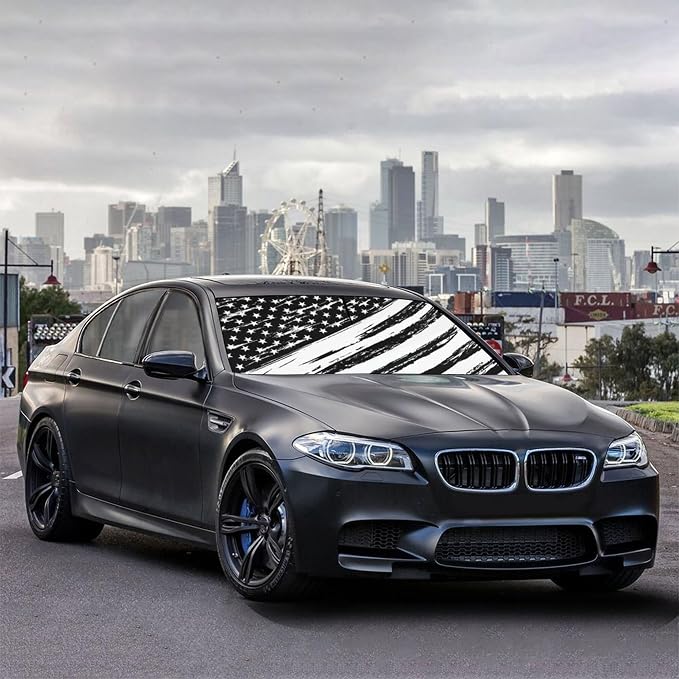 CHILL·TEK Funny Car Windshield Sun Shade Umbrella, American Flag Car Sun Shade Umbrella, Block UV Rays Heat Foldable Windshield Umbrella Sun Visor Protector - Keep Vehicle Cool for Cars SUV - Image 8