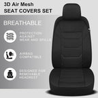 Pariiaotin 3D Air Mesh Car Seat Covers Front Sets Washable and Breathable Premium Cloth Automotive Vehicle Seat Covers for Cars Interior, Universal Fit for Most Cars, Sedan, Truck, SUV(Black) - Image 3