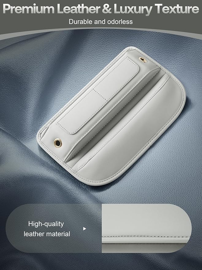 Universal Fit Premium Leather Car Seat Gap Filler Organizer, Center Console Organizer with Card Slots, Clever Gifts for Car SUV Truck Owners (Beige, 2 Pack) - Image 4