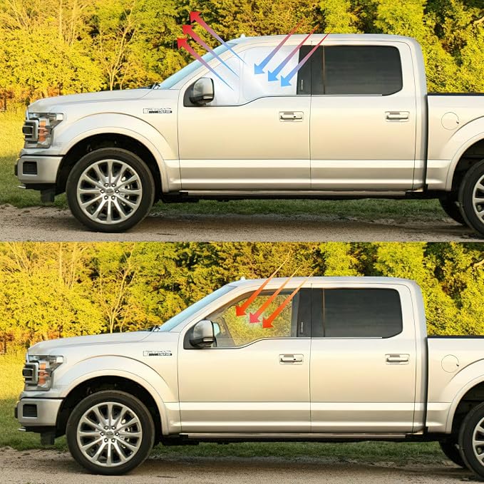 Front Side Window Sun Shade for 2010-2025 Dodge RAM 2500 3500 QuadCab CrewCab MegaCab 4Door, Foldable Window Sunshade Sun Visor Protector, Side Window Shades Blocks UV Rays Heat, Pack of 2 - Image 4