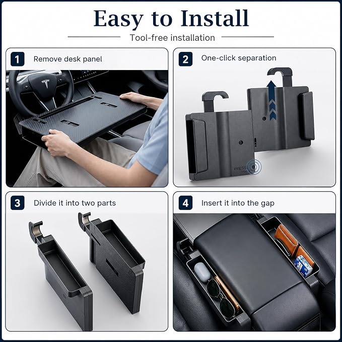 Steering Wheel Tray, Carbon Fiber 2-in-1 Car Tray & Seat Gap Filler, Car Desk, Car Laptop Desk, Car Desk for Laptop, Food Tray for Car, Steering Wheel Desk, Car Table, Universal Car Tray Organizer - Image 2