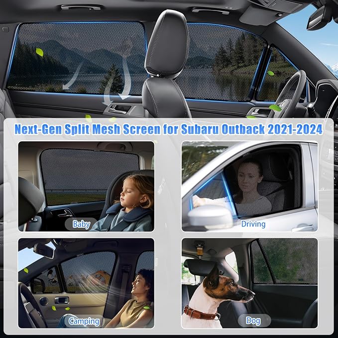 ZATOOTO Car Window Shades for Outback 2021-2024, Ventilation & Bug-Free | 99% UV Block, Heat Reduction, Camping Privacy, Strong Magnets, Baby Pet Protection, Road Trip Comfort, Easy Install - Image 5