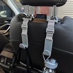 Amooca 4 Pack Anti-drop Headrest Hooks Adjustable Car Seat Organizer | Universal Fit with Clip, Hanger for Backpack Umbrella Water Bottle Coat Purses Handbags Groceries, 40lb Heavy Duty, Gray - Image 2